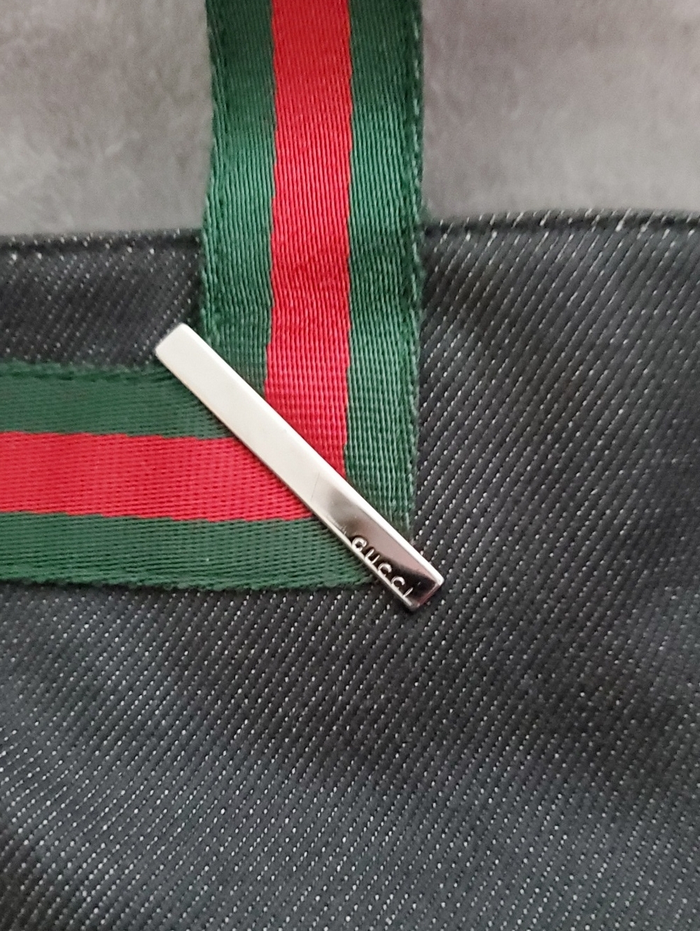 VTG Gucci Web Sherry Line Denim Tote - Picture 7 of 16